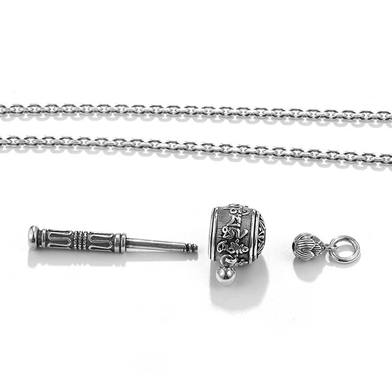 KarmaRipple's Tibetan Om Mani Padme Hum Prayer Wheel Lotus Wisdom Rotatable Pendant Necklace p8