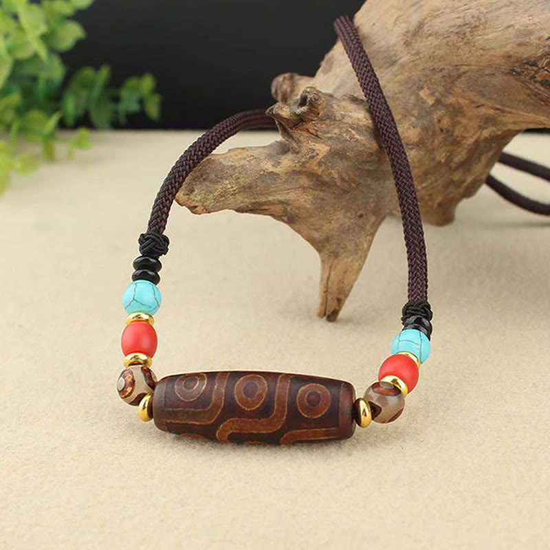 KarmaRipple's Tibetan Nine-Eye Dzi Bead Three-eyed Dzi Bead Protection String Necklaces Necklace p4
