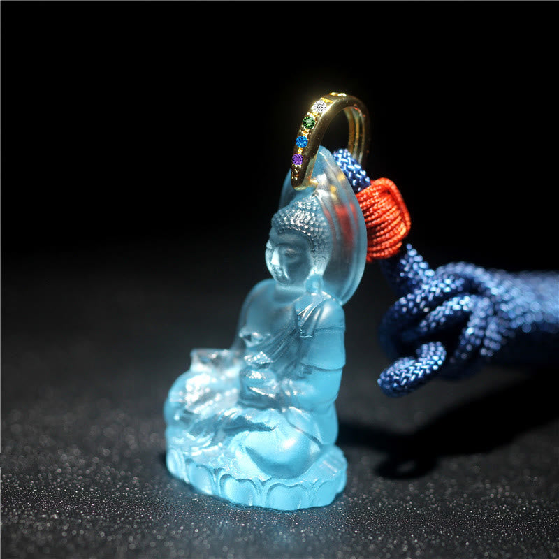 KarmaRipple's Blue Tathagata Buddha Medicine Buddha Liuli Gemstone Serenity Amulet Pendant Necklace p5