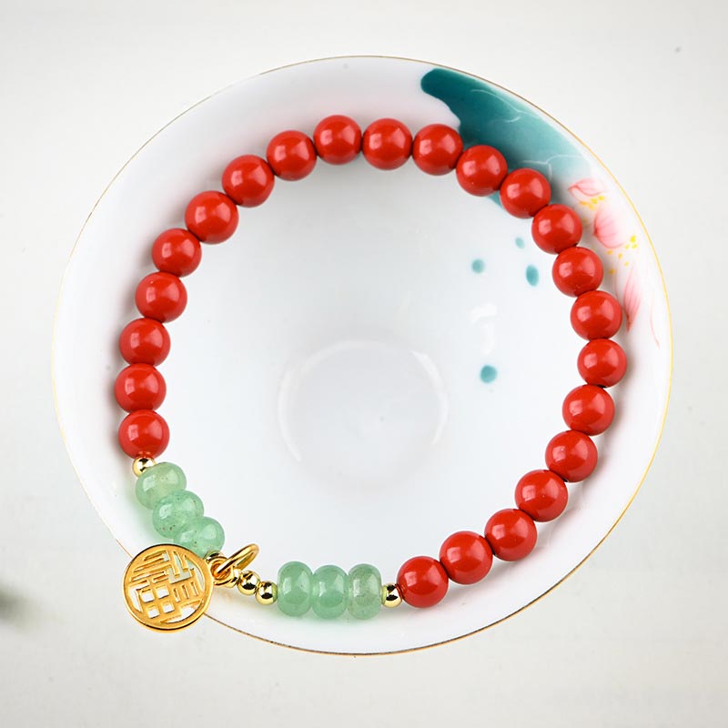 KarmaRipple's Tibetan Cinnabar Green Aventurine Fortune Bracelet Pendant p3
