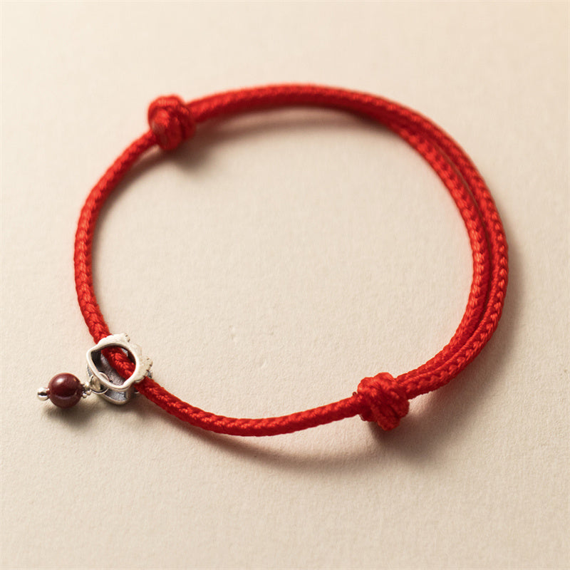 KarmaRipple's 925 Sterling Silver Fortune Year of the Dragon Cinnabar Red String Bracelet ( p3