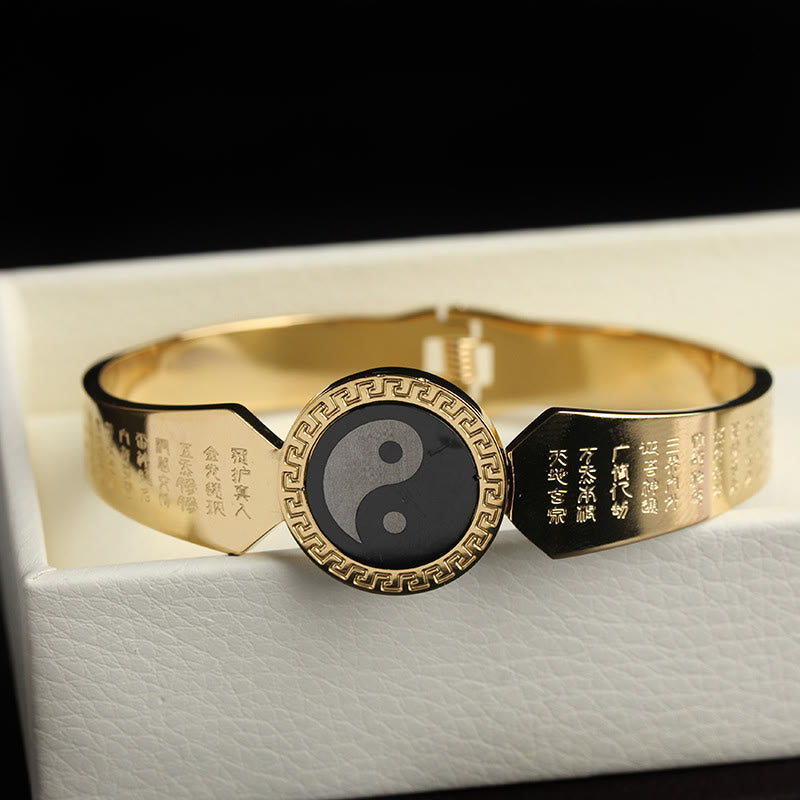 KarmaRipple's Yin Yang Lotus Om Mani Padme Hum Mantra Titanium Steel Balance Bracelet Bangle p6
