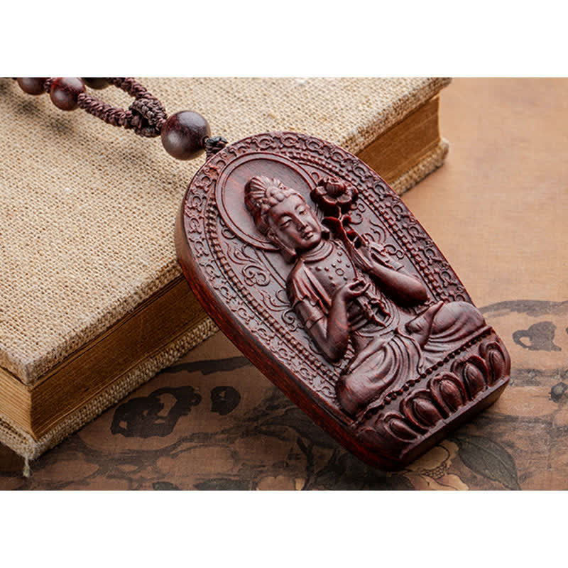 KarmaRipple's Chinese Zodiac Natal Buddha Small Leaf Red Sandalwood Lotus Protection Pendant Necklace p14