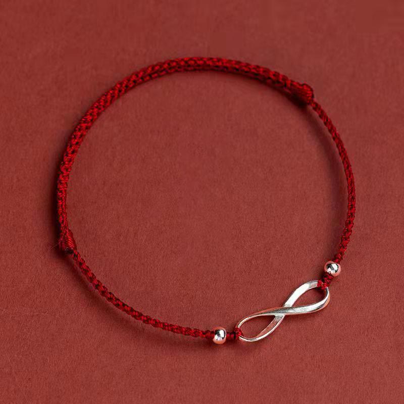 KarmaRipple's 925 Sterling Silver Endless Weave Protection Fortune Red String Bracelet Anklet p28