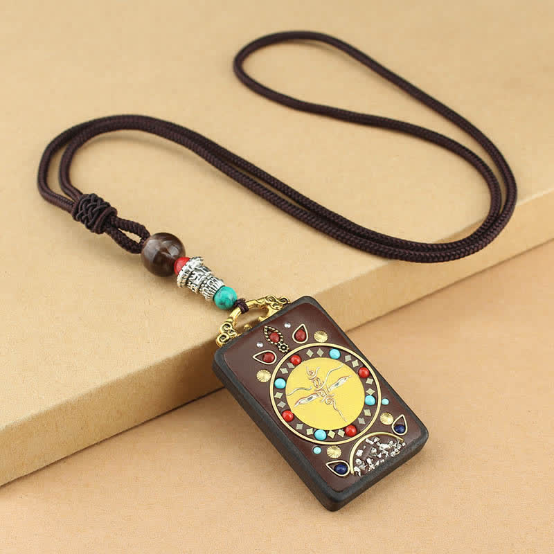 KarmaRipple's Tibet God of Wealth Thangka Ebony Peace Pendant Necklace p6