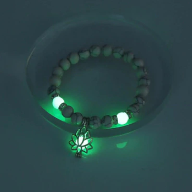 KarmaRipple's Tibetan Turquoise Glowstone Luminous Bead Lotus Protection Bracelet p29