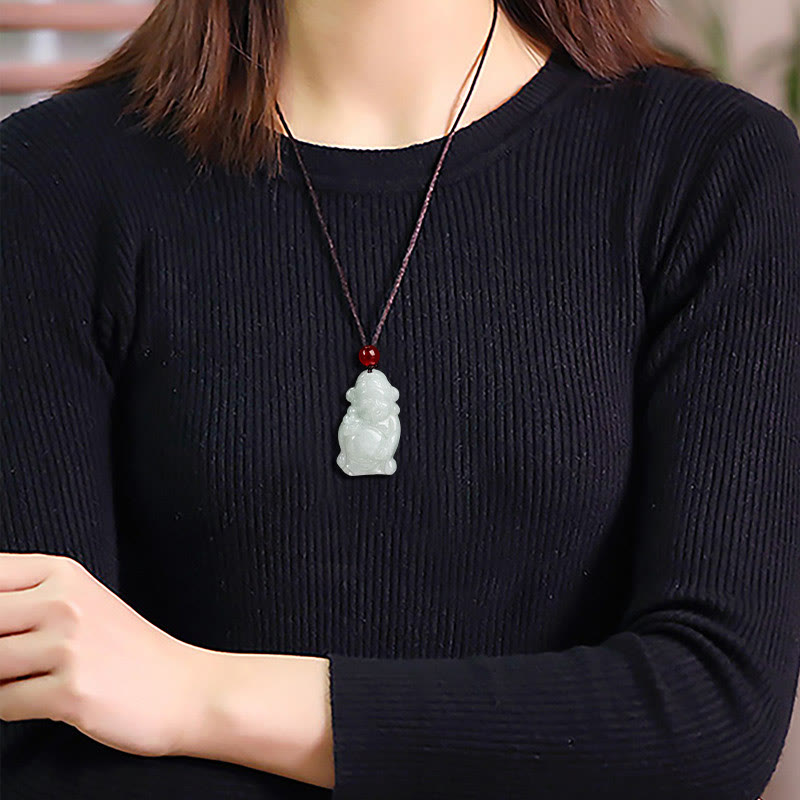 KarmaRipple's Authentic Jade Chinese God of Wealth Caishen Ingot Fortune Pendant Necklace p8