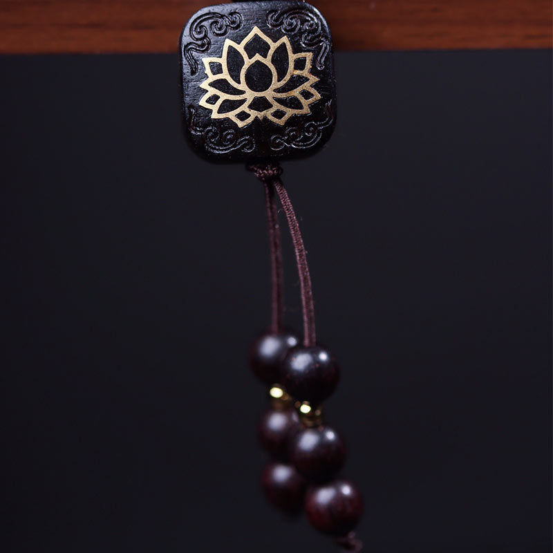 KarmaRipple's 108 Mala Beadwork Tibetan Small Leaf Red Sandalwood Lotus Balance Bracelet p9