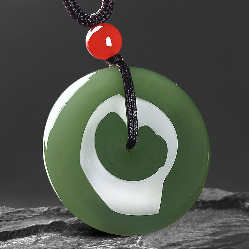 KarmaRipple's Authentic Round Jade Peace Buckle Prosperity Pendant String Necklace p7