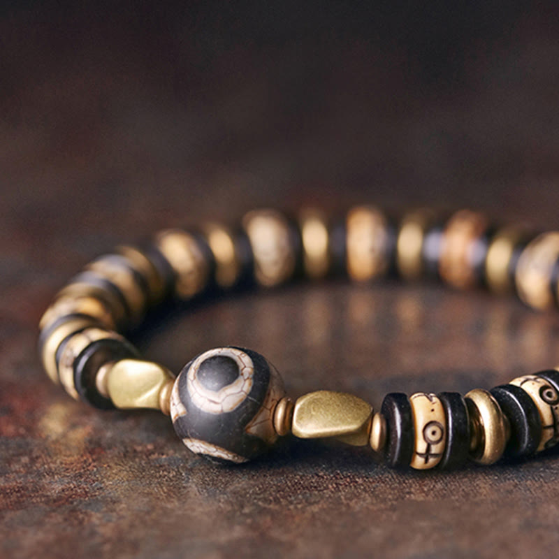 KarmaRipple's Tibetan Yak Bone Ebony Wood Strength Bracelet p7