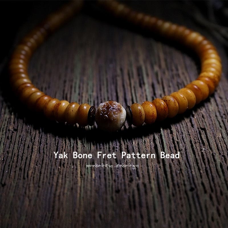 KarmaRipple's Tibet 108 Mala Beadwork Yak Bone Three-eyed Dzi Bead Keep Away Evil Spirits Bracelet p14
