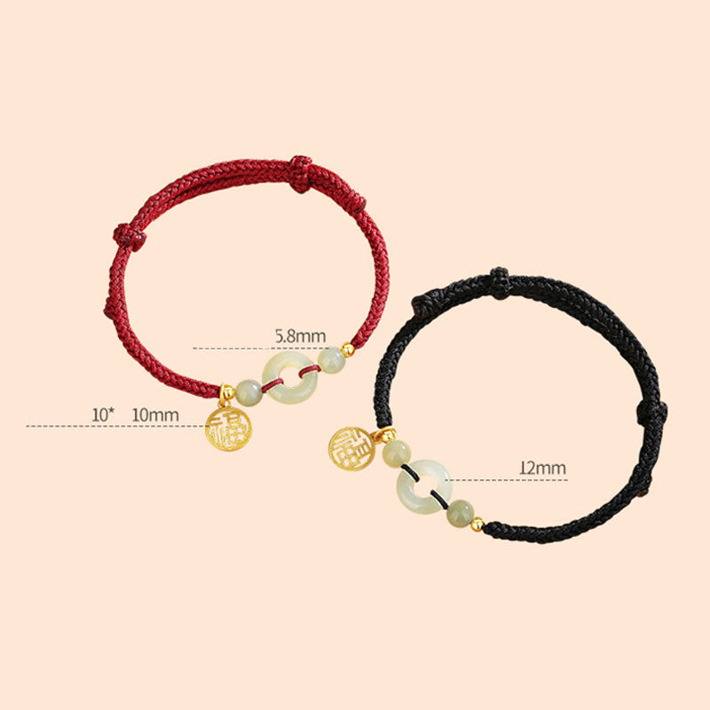 KarmaRipple's 925 Sterling Silver Hetian Jade Peace Buckle Fu Character Talisman Abundance Bracelet p8