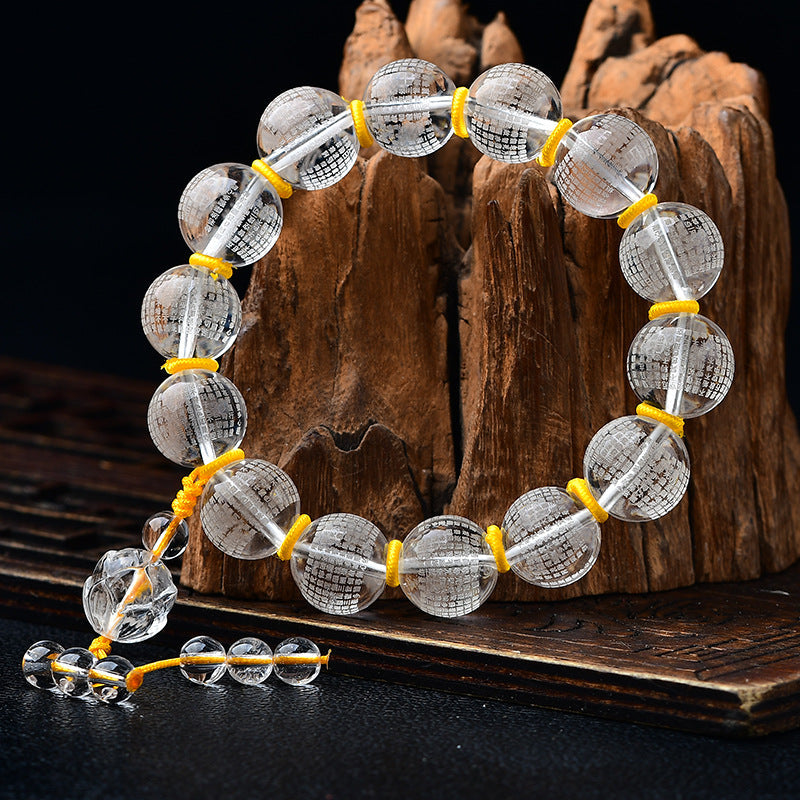 KarmaRipple's Tibet Ivory Gemstone Half Demon Half Buddha Heart Sutra Lotus Balancing Bracelet p12