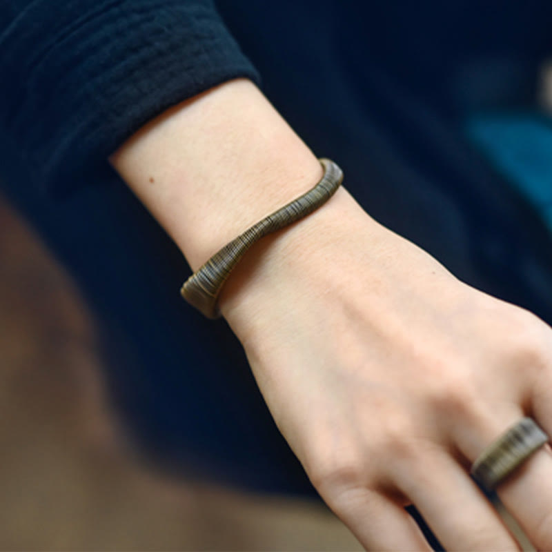 KarmaRipple's Simple Design Wrapped Bronze Fortune Wealth Adjustable Cuff Bracelet p12