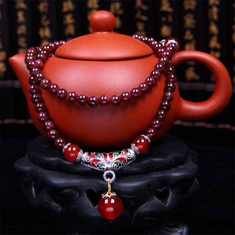 KarmaRipple's Authentic Garnet Red Agate Blessing Balancing Bracelet Pendant Necklace p3