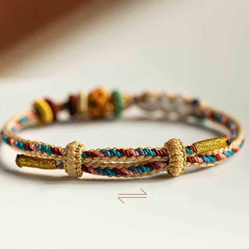 KarmaRipple's Handmade Dunhuang Color Peach Blossom Pattern Braid String Bracelet p11
