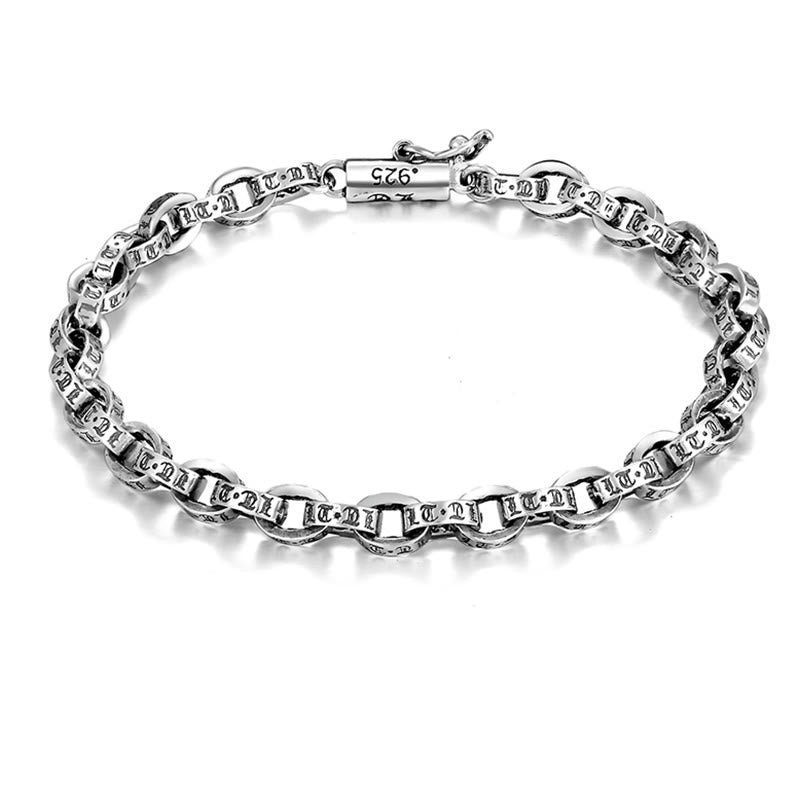 KarmaRipple's 925 Sterling Silver Om Mani Padme Hum Carved Design Creativity Metal Bracelet p2