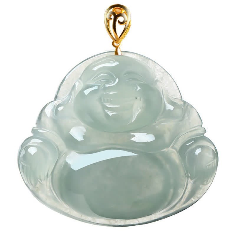 KarmaRipple's Laughing Buddha Authentic Jade 18K Gold Abundance Pendant Necklace p8