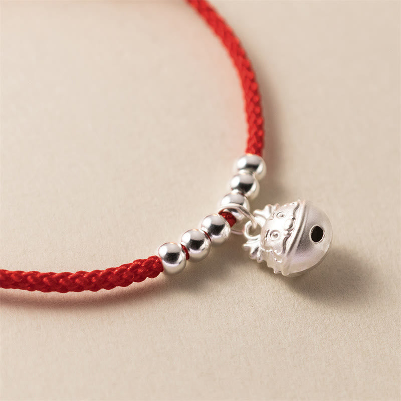 KarmaRipple's Year of the Dragon 925 Sterling Silver Handmade Dragon Carved Success Woven Red Bracelet p4
