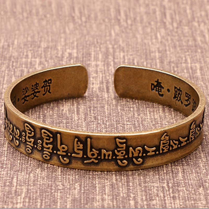 KarmaRipple's Tibetan Mah¨¡pratisar¨¡ Mantra Sanskrit Copper Brass Healing Bracelet Bangle p2