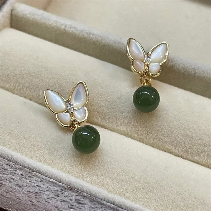 KarmaRipple's Authentic Cyan Jade Tridacna Stone Butterfly Bead Balancing Pendant Necklace Ring Earrings p14