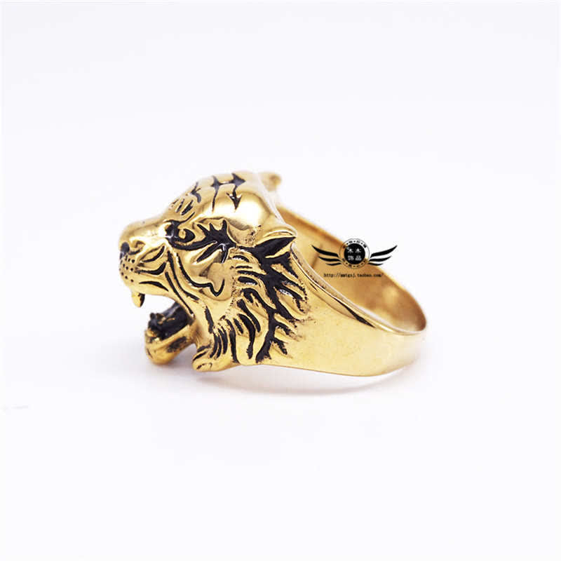 KarmaRipple's Men's Animal Tiger Head Titanium Steel Balance Calm Punk Rock Biker Ring p24