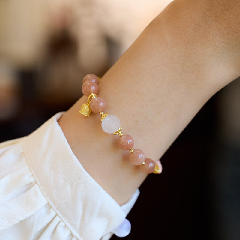 KarmaRipple's Sun Stone Golden Silk Jade Lily of the Valley Talisman Positive Bracelet Bangle p6