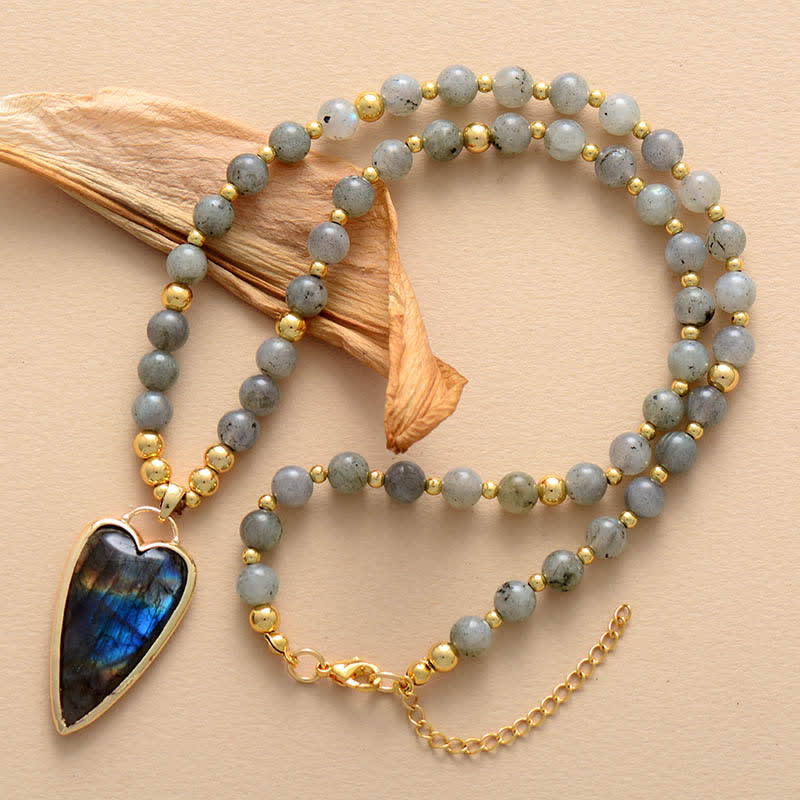KarmaRipple's Labradorite Support Balancing Beaded Pendant Necklace p1