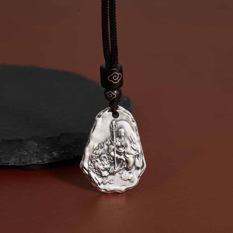 KarmaRipple's 999 Sterling Silver Ksitigarbha Buddha Zakiram Goddess Pendant Necklace p1