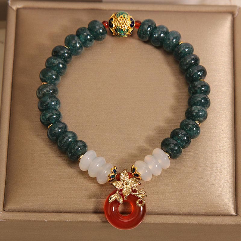 KarmaRipple's Jade Ivory Agate Red Agate Peace Buckle Abacus Beadwork Fortune Bracelet p5