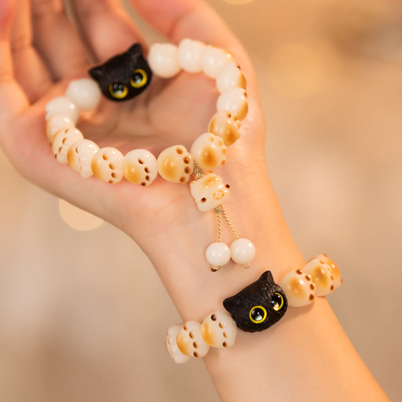KarmaRipple's Authentic Bodhi Seed Red Sandalwood Lovely Paw Fortunate Cat Peace Bracelet p4