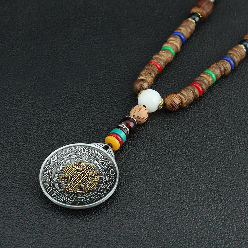 KarmaRipple's Tibetan Om Mani Padme Hum Prayer Wheel Rotation Vajra Wood Pendant Necklace p26