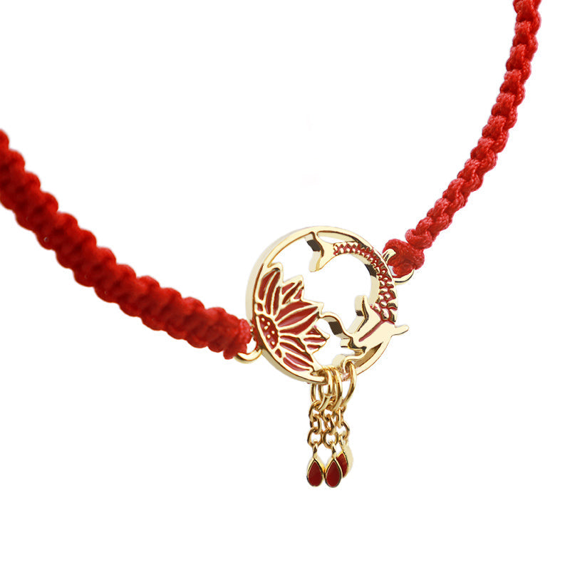 KarmaRipple's Tibetan Handmade Lotus Koi Fish Fortunate Red String Bracelet p7