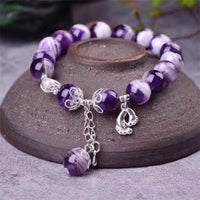 KarmaRipple's 925 Sterling Silver Authentic Amethyst Balancing Feet Love Heart Talisman Bracelet