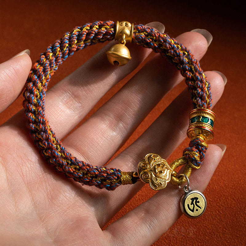 KarmaRipple's 925 Sterling Silver Chinese Zodiac Natal Buddha Om Mani Padme Hum Fortune Bell Woven String Bracelet p17