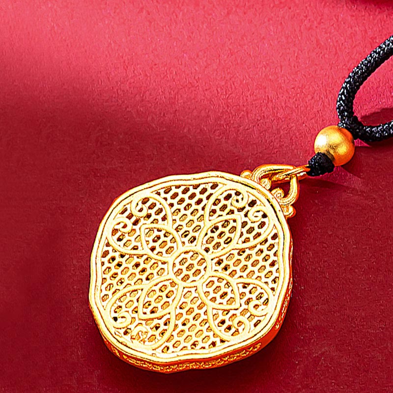 KarmaRipple's Flower Love Heart Bronze Wealth Pendant Necklace p6