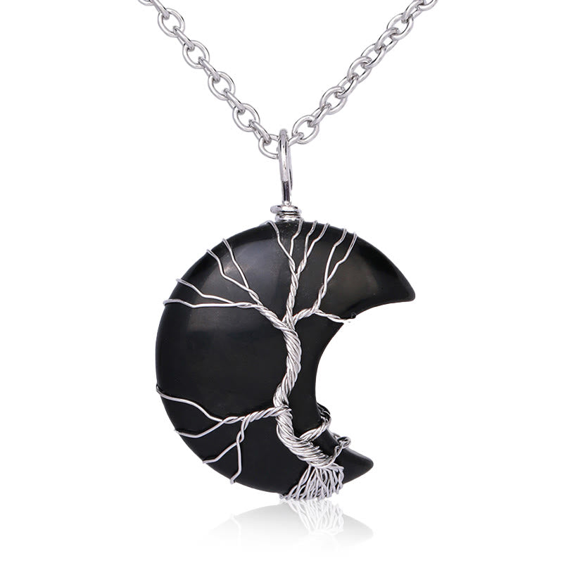 KarmaRipple's Authentic Quartz Gemstone Moon Tree Of Life Balancing Energy Pendant Necklace p7