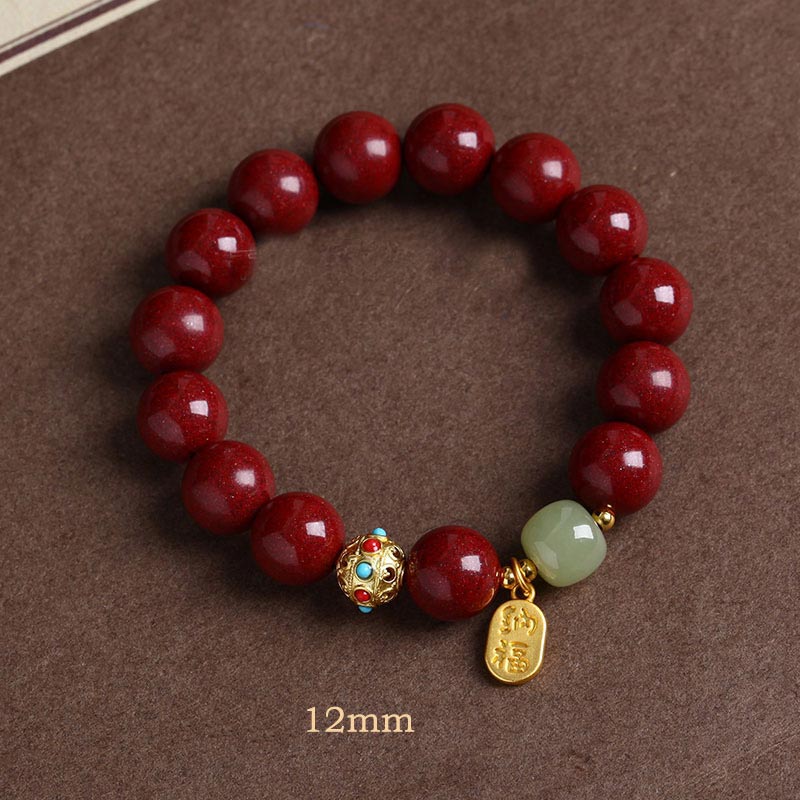 KarmaRipple's Cinnabar Green Aventurine Fortune Protection Talisman Bracelet p23
