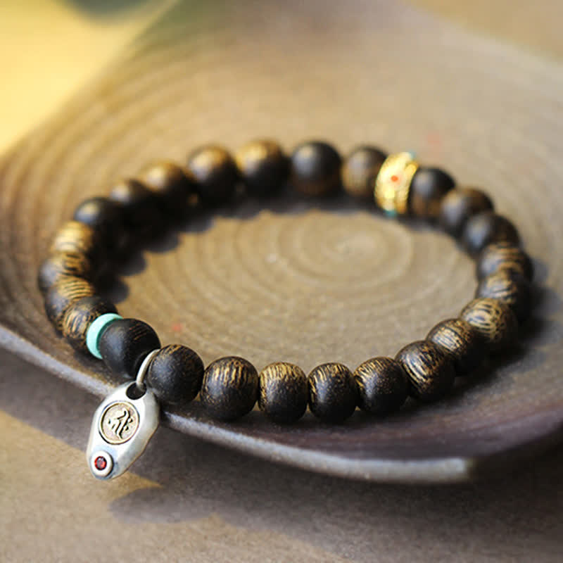 KarmaRipple's Vietnam Qinan Agarwood Turquoise Balance Strength Bracelet p8