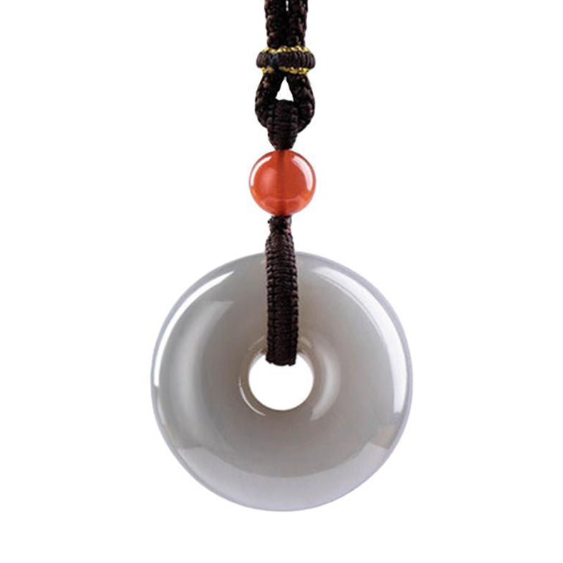 KarmaRipple's Authentic Round Jade Gray Jade Peace Buckle Fortune Pendant Necklace p2