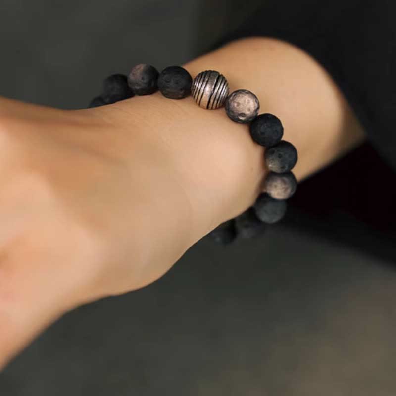 KarmaRipple's Authentic Silver Sheen Obsidian Lunar Meteorite Protection Bracelet p8