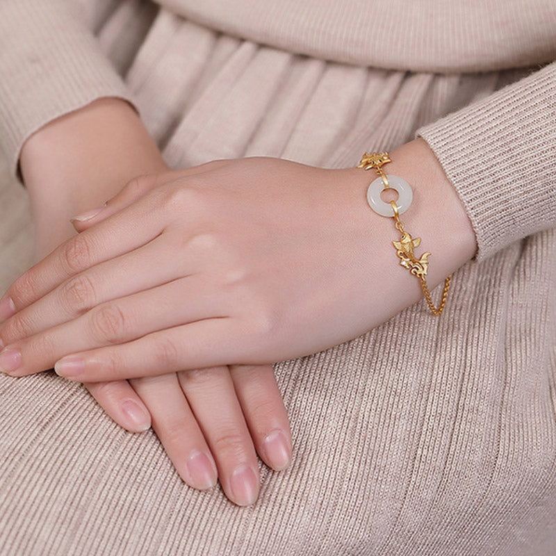 KarmaRipple's Ivory Jade Koi Fish Prosperity Bracelet p3