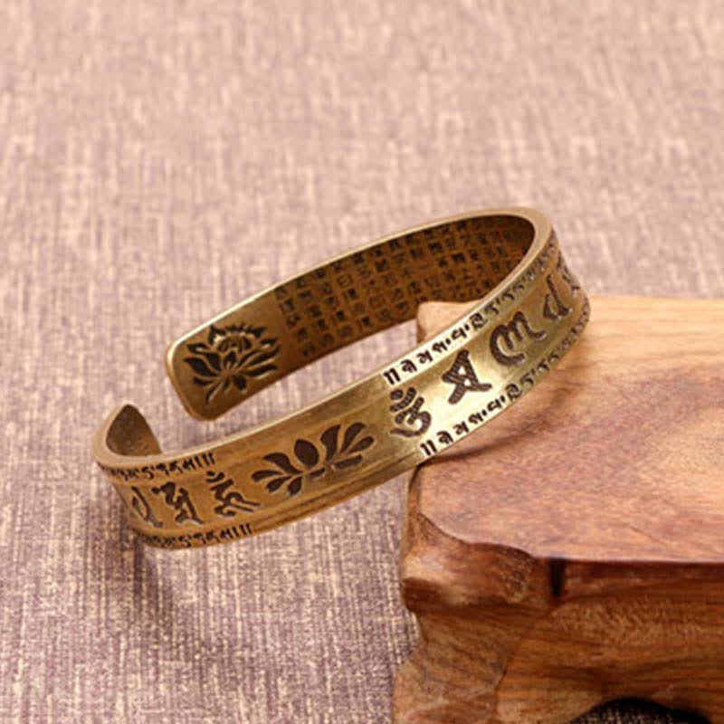 KarmaRipple's 2Pcs Om Mani Padme Hum Dragon Phoenix Bronze Leather Peace Cuff Bracelet Bangle p10