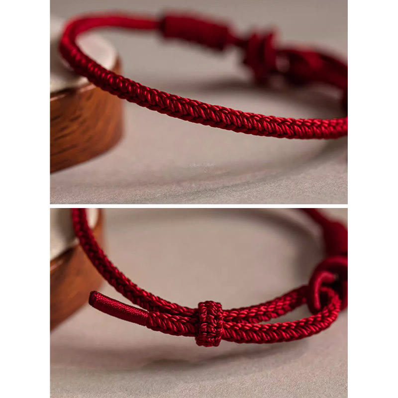 KarmaRipple's Handmade Eight Thread Peace Weave Fu Character Talisman Fortune Happiness Red Rope Bracelet p8