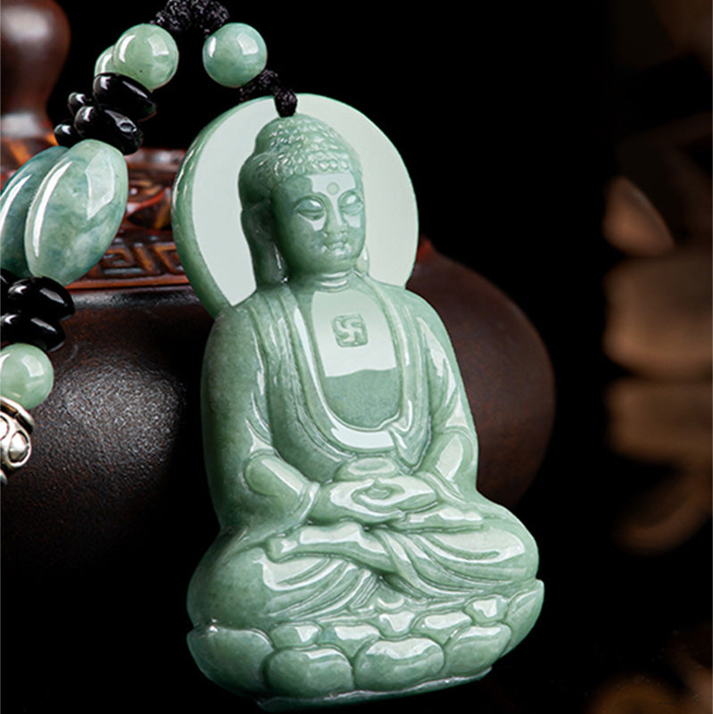 KarmaRipple's Amitabha Buddha Jade Amulet Compassion String Pendant p3