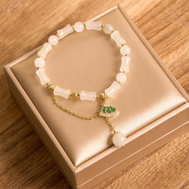 KarmaRipple's Tianshan Ivory Jade Bamboo Pattern Fortune Blessing Bracelet p3