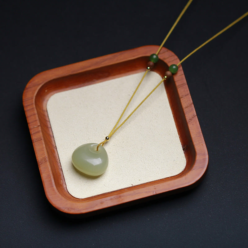 KarmaRipple's Authentic Hetian Jade Small Bag Pattern Prosperity String Pendant Necklace p5