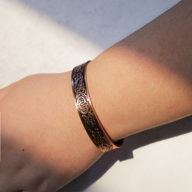KarmaRipple's Viking Birds Magnetic Bronze Adjustable Cuff Bracelet Bangle p4