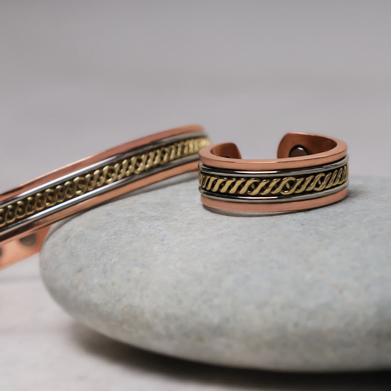 KarmaRipple's Magnetic Bronze Balance Adjustable Cuff Bracelet Bangle Ring p6
