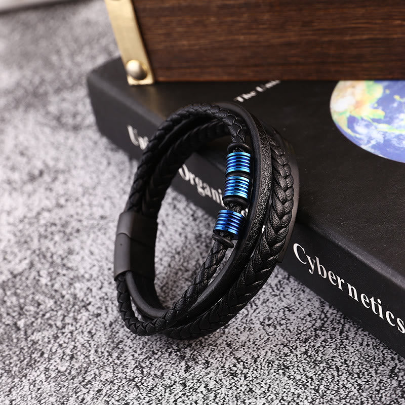 KarmaRipple's Leather Multi-Layer Titanium Steel Balance Woven Magnetic Buckle Bracelet p22